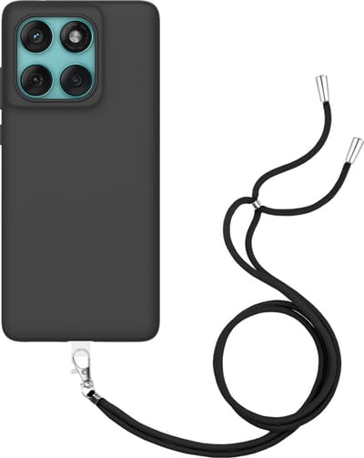 Just in Case hoesje met koord geschikt voor Motorola Edge 60 Fusion / Edge 60 / 60s Hoesje met Koord - Flexibele Case - Zwart