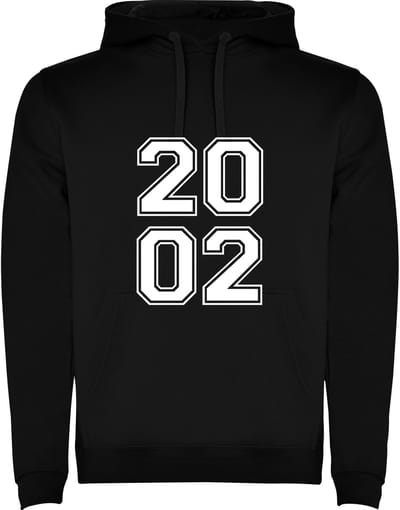Zwarte Hoodie Varsity College Cijfers 2002 - Cijfers Wit - Opvallend Stoer - Mooi Maat M