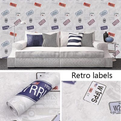 1 pièce Papier peint autocollant, Papier peint motif étiquette vintage, Papier peint de dortoir pelable et collable, Papier peint rénovation de meubles, Décoration murale ! 45*300cm/17.7*118in gray