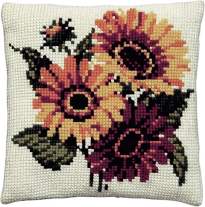 Pako borduurpakket kruissteek kussen - zonnebloemen - geprint stramien - 003.127 - DIY kit