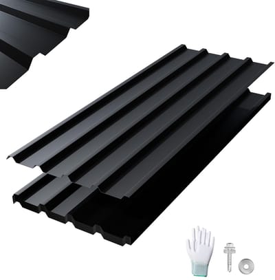 12x Zwarte Trapezium Plaat Dakbedekking - 115x45 cm XXL Set - Weer- en Corrosiebestendig Staalprofiel