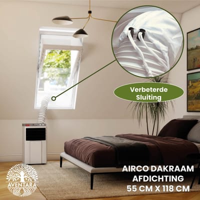Airco Dakraam Afdichting – 55 x 118 cm – 2 Jaar Garantie - Geschikt voor Inbouw Velux: CK06 (c06) - Slang Afsluiten – Raamafdichtingskit Herbruikbaar – Mobiele Airco Afdichtkit Tegen Insecten