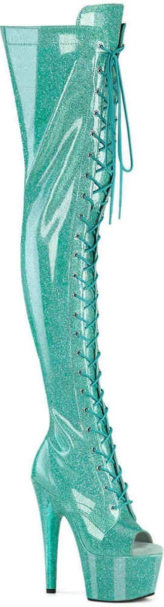 Pleaser - ADORE-3021GP Plateau overknee Laarzen - 35 Shoes - Blauw