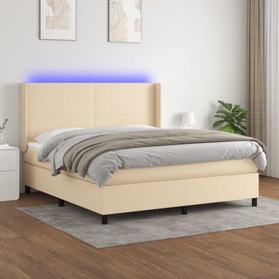 vidaXL - LED - Box - Spring - Bed - met - hoofdeinde - Stof