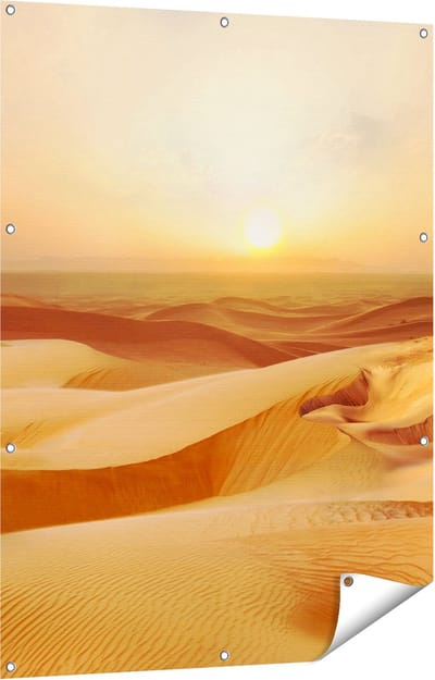 Gards Tuinposter Woestijn bij Zonsondergang in de Sahara - 90x120 cm - Tuindoek - Tuindecoratie - Wanddecoratie buiten - Tuinschilderij