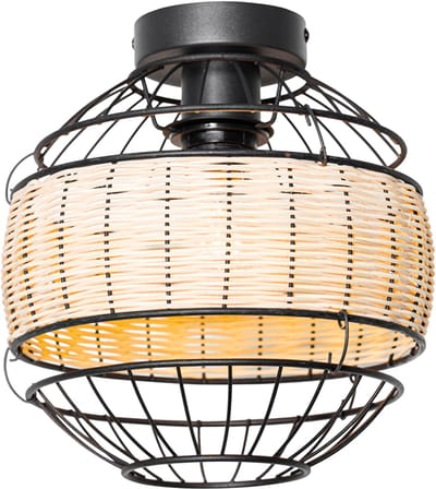 QAZQA emir - Oosterse Plafondlamp - 1 lichts - Ø 25 cm - Zwart - Woonkamer | Slaapkamer | Keuken