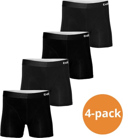 Apollo Bamboo boxershorts Zwart - 4 bamboe boxershorts heren zwart - Maat S