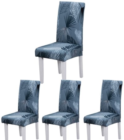 Stoelhoes,Moderne Eetkamerstoelhoes Verwijderbare Wasbare voor Hotelfeest Bruiloft Eetkamer (Blauw-zomerblad, 4 stukken)