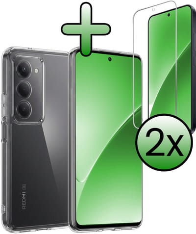 Hoesje Met 2x Screenprotector - Geschikt voor Xiaomi 15 - Sterk & Shockproof - Back Cover - Siliconen Case - Telefoon Hoes - Transparant