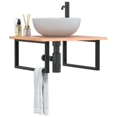 vidaXL - Badkamer - wandschap - staal - en - massief - eikenhout
