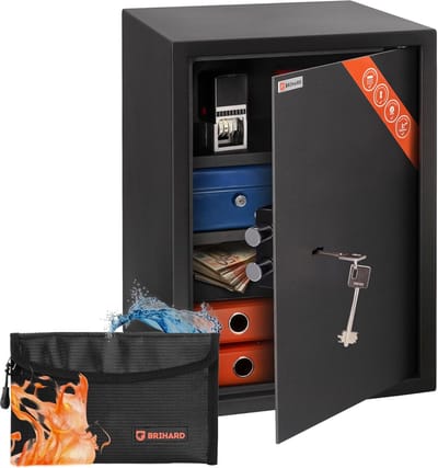 Grote Zware Kluis 60L met Sleutelslot voor Documenten A4 en Brandwerende Zak - Veilig Opbergen Geld en Sieraden