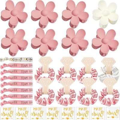 Dailygoods - 32-delige accessoires voor vrijgezellenfeest - Team Bride Haarbanden en Bloemclips