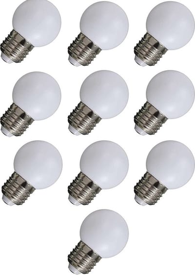 Amlux set 10 stuks warm witte led lampen - 1W - Melkwitte kap - 2700K - ideaal voor lichtsnoeren met E27 fittingen