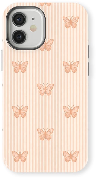 DripCase Hoesje geschikt voor iPhone 12 | Happy Stripes Motief | Magnetisch Opladen | 2-in-1 Ontwerp | Vrolijke Backcover geschikt voor iPhone 12 Blush Butterfly