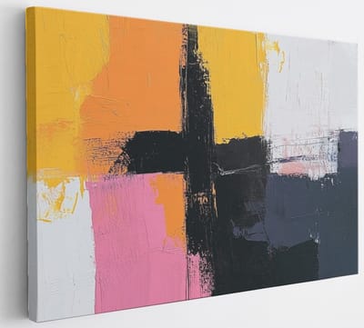 Saammp Canvas Schilderij - Gekleurde vormen - Abstract - 30x20 - Foto op canvas - Wanddecoratie - Muurdecoratie Woonkamer - Slaapkamer decoratie - Canvas Print