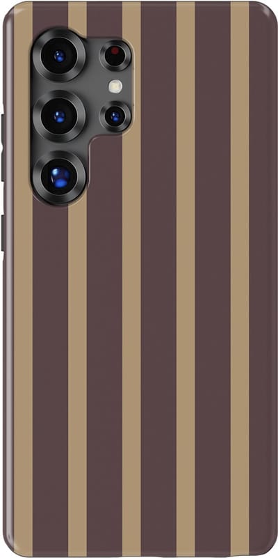 DripCase Gestreept Hoesje Samsung Galaxy S25 Ultra | Backcover met Mag | Stripes Motief | Trendy Case Samsung Galaxy S25 Ultra met Strepen Velvet Praline