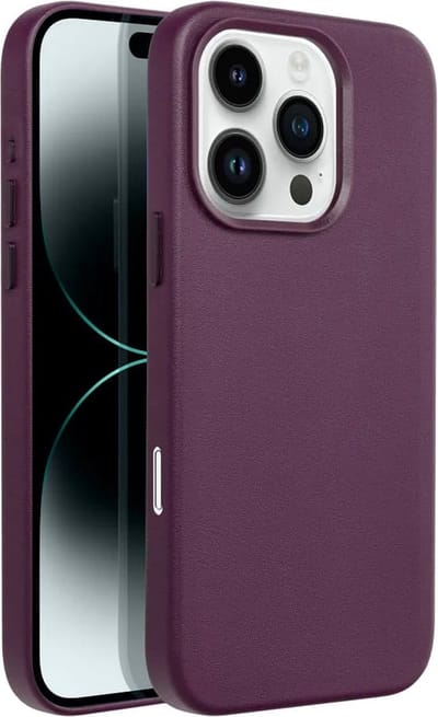 Casify Leren Hoesje geschikt voor MagSafe iPhone 16 Pro Hoesje - Donkerpaars