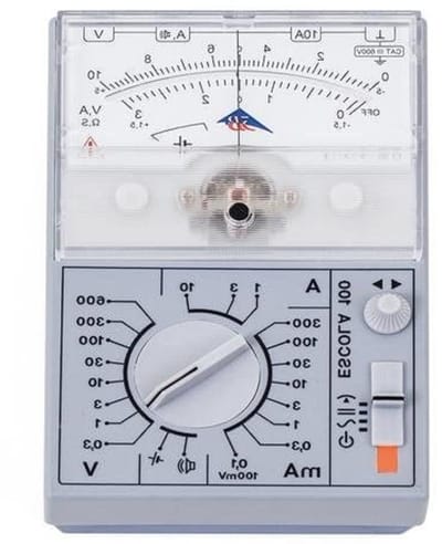 Analoog Multimeter - Meetinstrument School - Natuurkunde Experimenten - Robuuste Behuizing - 600V Bereik - Grijs