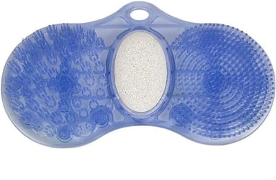 Voetmatje met puimsteen - Voetwasser douche - Voeten wassen zonder bukken - Zachte en harde borstelharen - 28 cm lengte