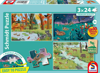 Schmidt - Legpuzzel - Bos - en weidedieren - 3 stukjes - Kinderen - vanaf 3 jaar