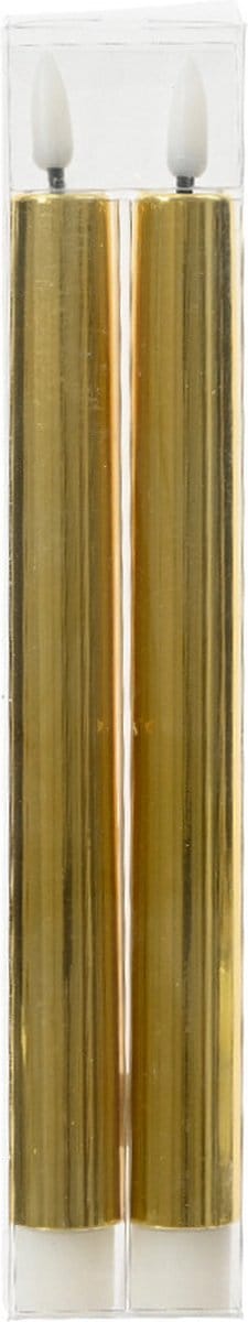 Lumineo Led dinerkaarsen - 2x st - goud - 24,5 cm - warm wit