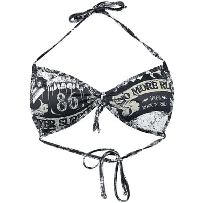 Rock Rebel by EMP zwart mix & match bikinitopje met rockrebel all-over print - Dames - XL