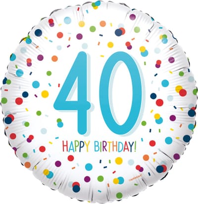 Folieballon 40 confetti happy birthday