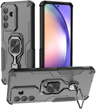 MobyDefend Hoesje - Geschikt voor Samsung Galaxy A37 - Dubbelgelaagde Pantsercase Met Standaard - Zwart