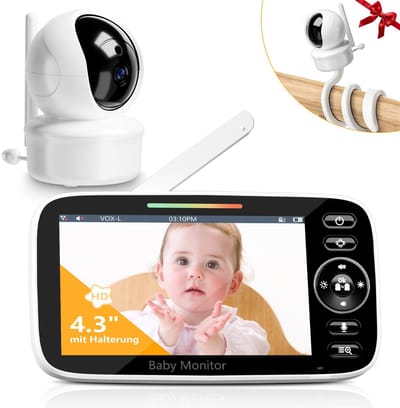 Sytifro Babyfoon met Camera – Baby Monitor met standaard en VOX-modus - zonder wifi, bescherming van de privacy en veiligheid van de baby - Hondencamera - Bestuurbaar - Temperatuursensor - Terugspreekfunctie - Video & Audio - Wit