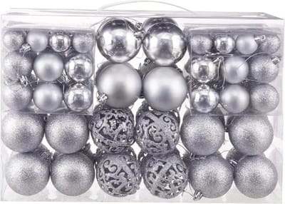 Livano Kerstballen - Kerstversiering - Plastic - Zilver - Kerstballenset - 100 stuks