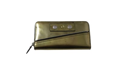 Alexander McQueen Rits Lange Portefeuille met Metalen Stud Detail in Gouden Leer