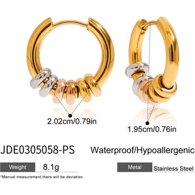 Youthway Minimalistische Roestvrij Staal Oorbellen met Gouden Kleur Plating Kleurgeblokkeerde Ronde Oorbellen Dagelijkse Forens Accessoires beige
