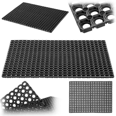 KADAX Deurmat met gatenpatroon, antislip rubberen ringmat voor buiten, rubberen mat van rubber voor de entree (patroon 1, 40 x 60 cm)