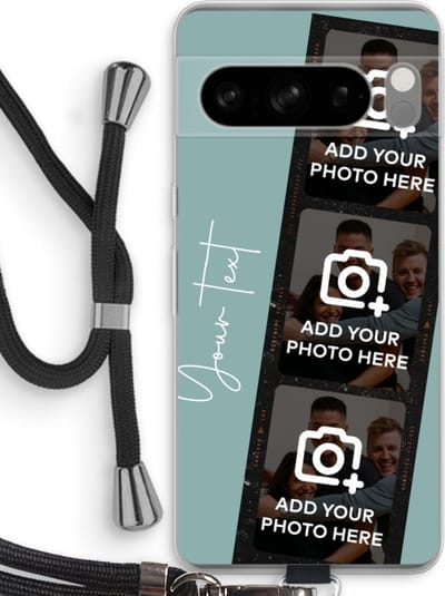 Gepersonaliseerd - Case Company® - Hoesje met koord geschikt voor Google Pixel 8 Pro hoesje met Koord - Filmrol N°1 - Telefoonhoesje met Zwart Koord - Bescherming aan alle Kanten en Over de Schermrand
