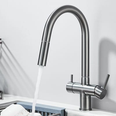 Filter Keukenkraan Drinkwater Keukenkraan Badrandcombinaties Dual Handgrepen 3-Way Warm Koud Water Mixer
