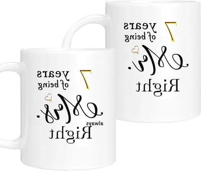 Jubileum Mokken Set - Verjaardagscadeau Mokken - Koffie Drinken - Keramiek Hoge Temperatuur - 11 oz - Wit