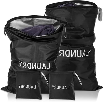 Waterdichte Waszakken Set van 4 - 3 Maten voor Vuile Kleding, Zwemmen, Yoga en Reizen, Vouwbare Waszakken voor Gezinnen en Vakanties