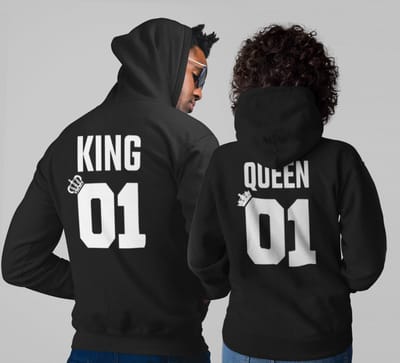 King 01 / Queen 01 hoodie (King - Maat S) | Koppel Cadeau | Valentijn Cadeautje voor hem & haar