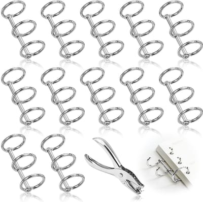 Dailygoods- Ringbinders 12 Stuks - Herbruikbare Boekringen - Metalen Ringband - Perforator - Geschikt voor A4/A5/B5/B6 - Robuust en Duurzaam - Boekbinders
