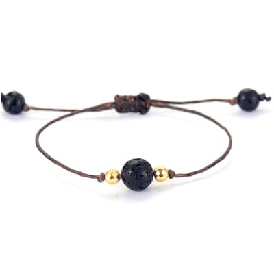 Marama - armband waxcord Black Stone - vegan - verstelbaar - minimalistische armband