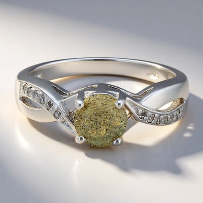 Cavill - Zilveren ring 925 Sterling met 0,72 ct natuurlijke ronde Spectroliet en 0,085 ct witte Topaas - elegante damesring maat 17 - luxe sieraad