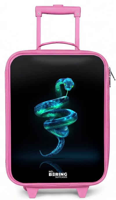 NoBoringSuitcases.com® - Kinderkoffer roze - Kindertrolley meisje - Digitale slang in spiraalvorm - Koffer kind lichtgewicht - Reiskoffer trolley voor kinderen - Koffertje met lichtgevende wieltjes - Rolkoffer