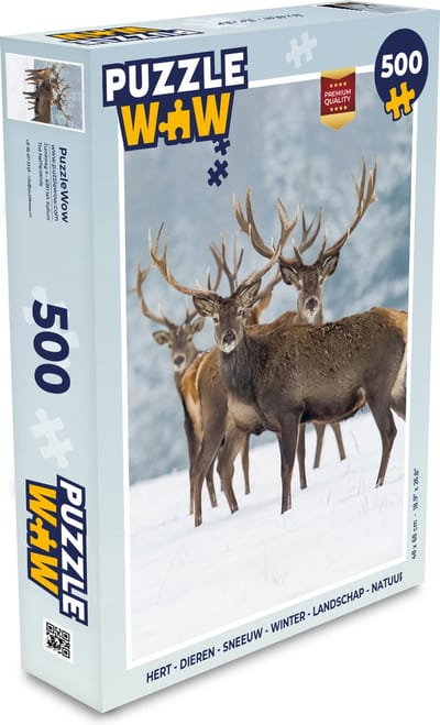 Puzzel Hert - Dieren - Sneeuw - Winter - Landschap - Natuur - Legpuzzel - Puzzel 500 stukjes