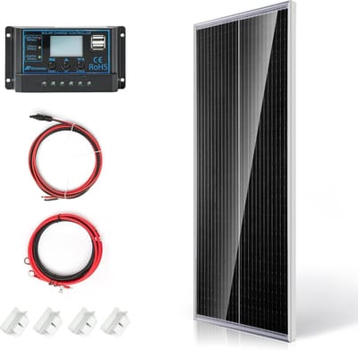 White-Label® Zonnepanelen Compleet Pakket - Zonnepaneel met Stekker - Plat Dak - 100W