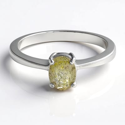 Cavill - Zilveren ring 925 sterling met ovale labradoriet 0,6 ct uit Madagaskar - smalle band - moderne elegante damesring - maat 17