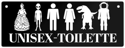 Unisex Toilet Bord - Grappig Metalen Bord - Badkamer Decoratie - Uniek Ontwerp - 10.5x28 cm - Zwart