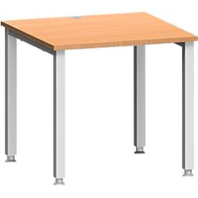 Bureau MODENA FLEX, vierkant, 4-poots vierkante buis, B 800 x D 800 x H 720-820 mm, beuken/wit aluminium
