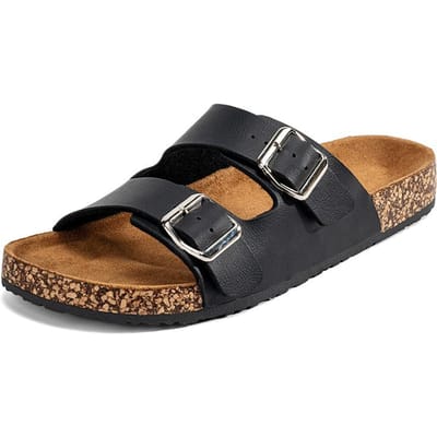 Mode Klassieke Unisex Slippers Voor Heren Comfortabele Zomer Kurkschoenen Voor Heren Outdoor Sandalen Microfiber Grote Maten 36-46 42 zwart