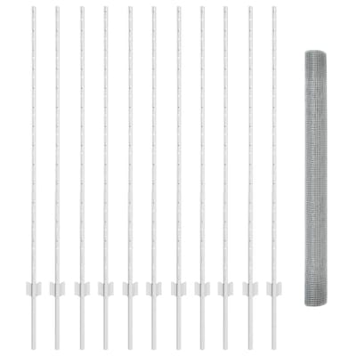 vidaXL gelast draadhek met palen 25 x 1,4 m Gegalvaniseerd staal Mesh