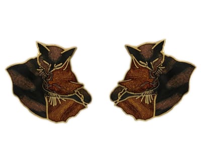 Behave - Oorstekers Katten Bruin Oranje - Speels - Diermotief - Nikkelvrij